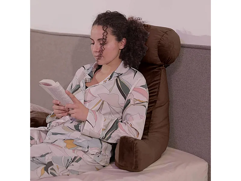 Coussin de lecture velours chocolat 65 x 80 cm