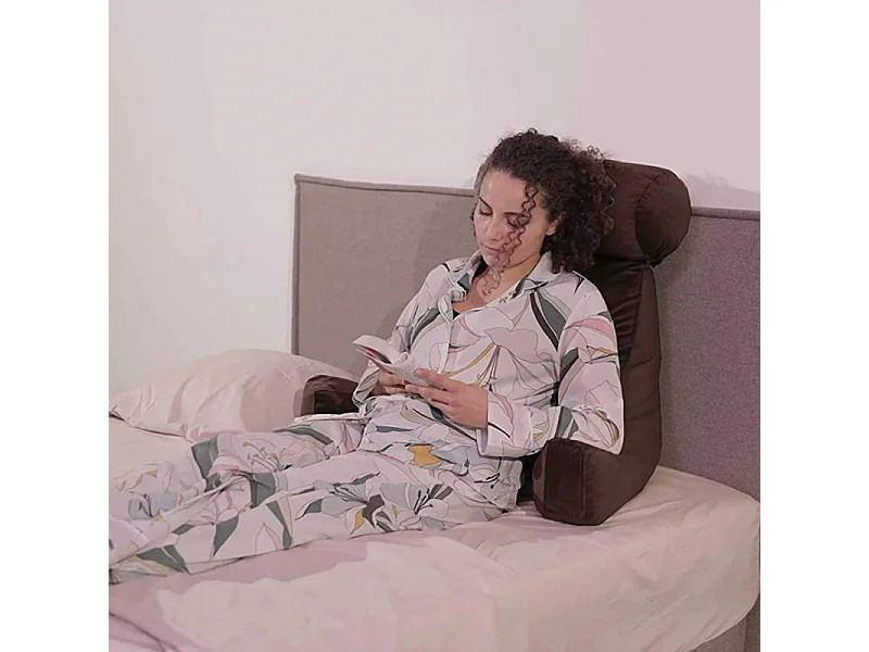 Coussin de lecture velours chocolat 65 x 80 cm