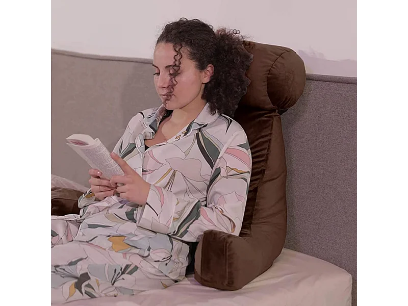 Coussin de lecture velours chocolat 65 x 80 cm
