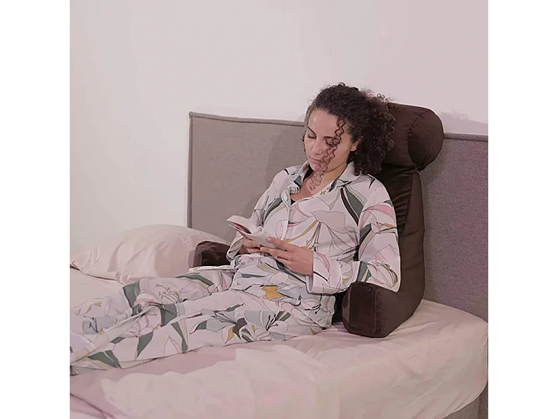 Coussin de lecture velours chocolat 65 x 80 cm