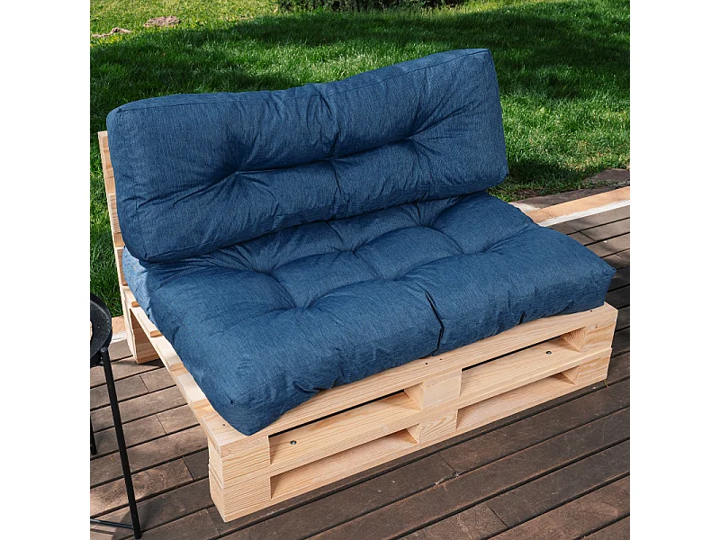 Almofadas para paletes conjunto poliéster azul 120 x 80 x 15 cm