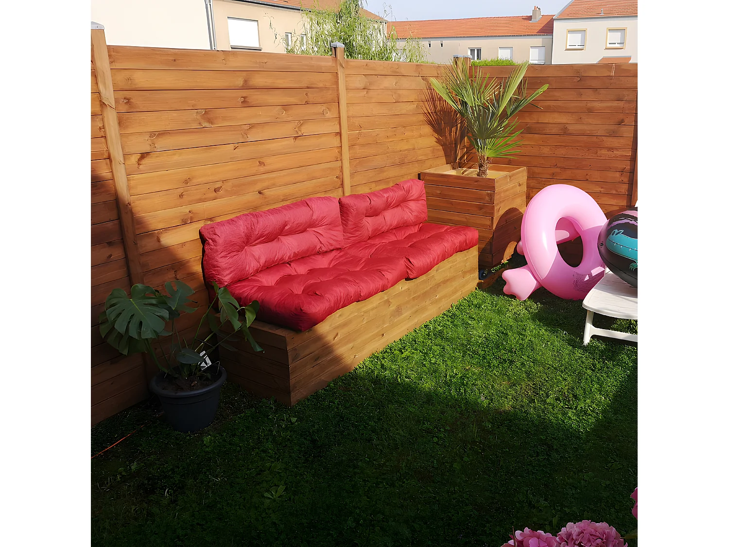 Coussins palette lot en polyester rouge 120x80x15 cm