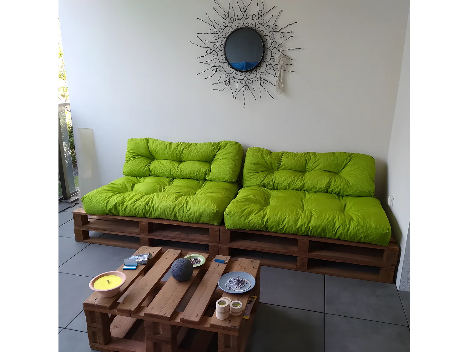 Groene polyester kussenset 120x80x15 cm