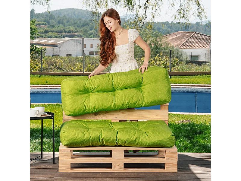 Coussins palette lot en polyester vert 120x80x15 cm