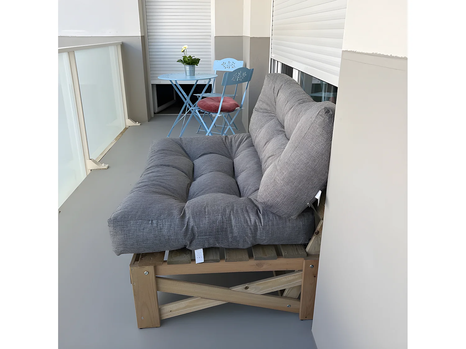 Coussins palette lot en polyester gris 120x80x15 cm