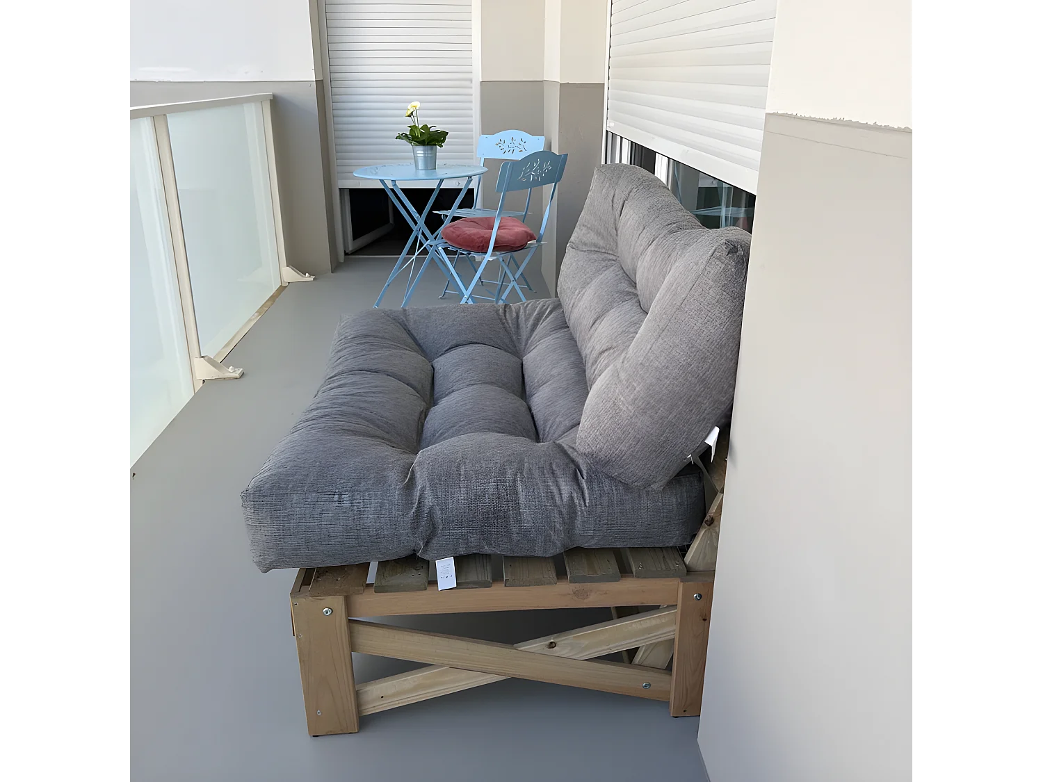 Coussins palette lot en polyester gris 120x80x15 cm