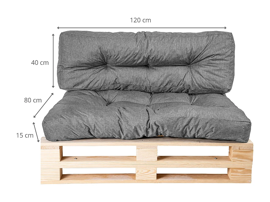 Palettenkissen aus polyester 120x80x15 cm, grau