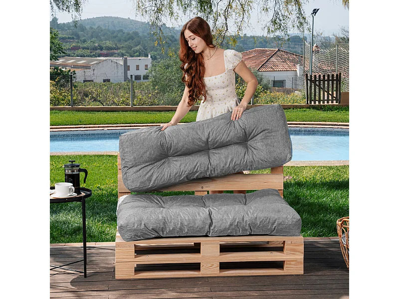 Palettenkissen aus polyester 120x80x15 cm, grau