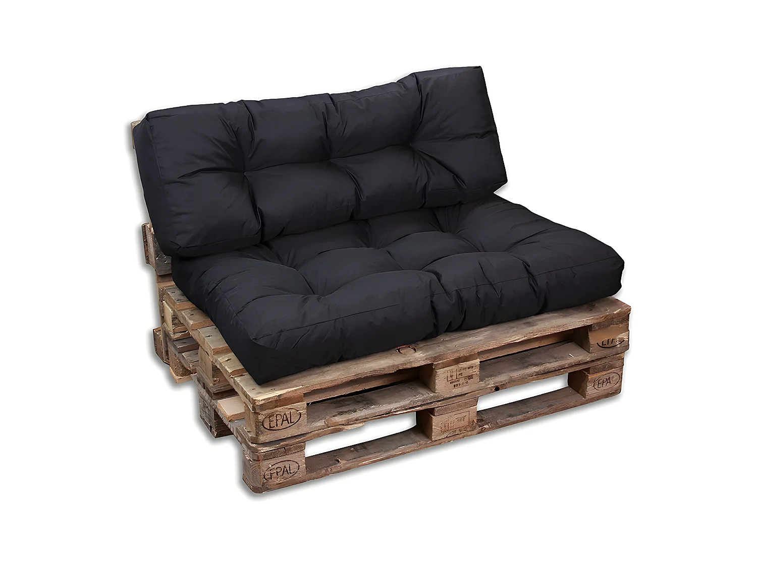 Coussins palette lot en polyester noir 120x80x15 cm