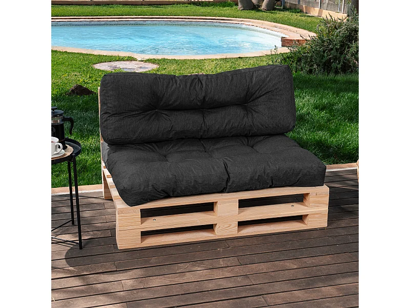 Zwarte palletkussens polyester 120x80x15 cm