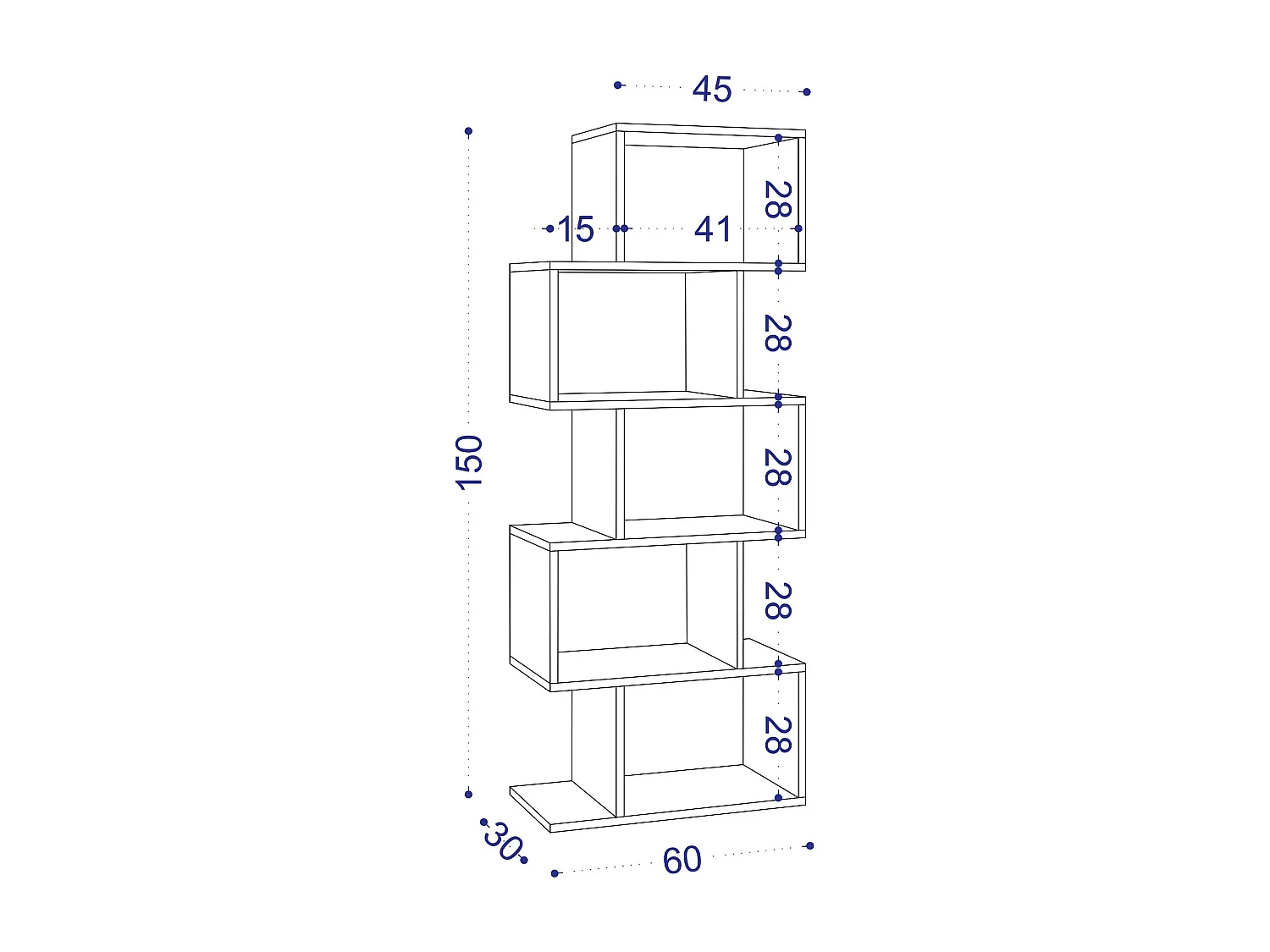 Étagère bibliothèque déstructurée bllanche Olika 60cm
