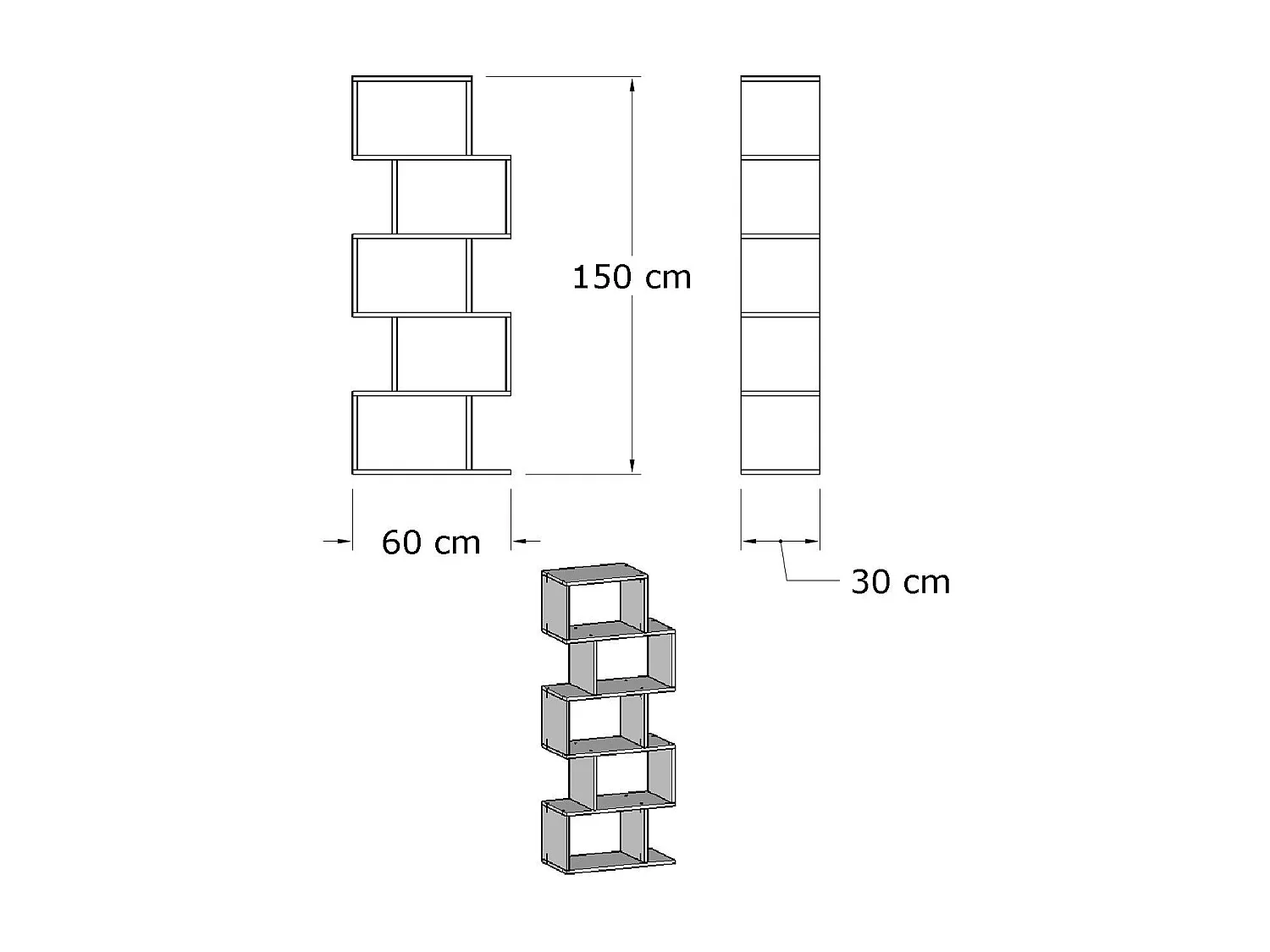 Étagère bibliothèque déstructurée bllanche Olika 60cm