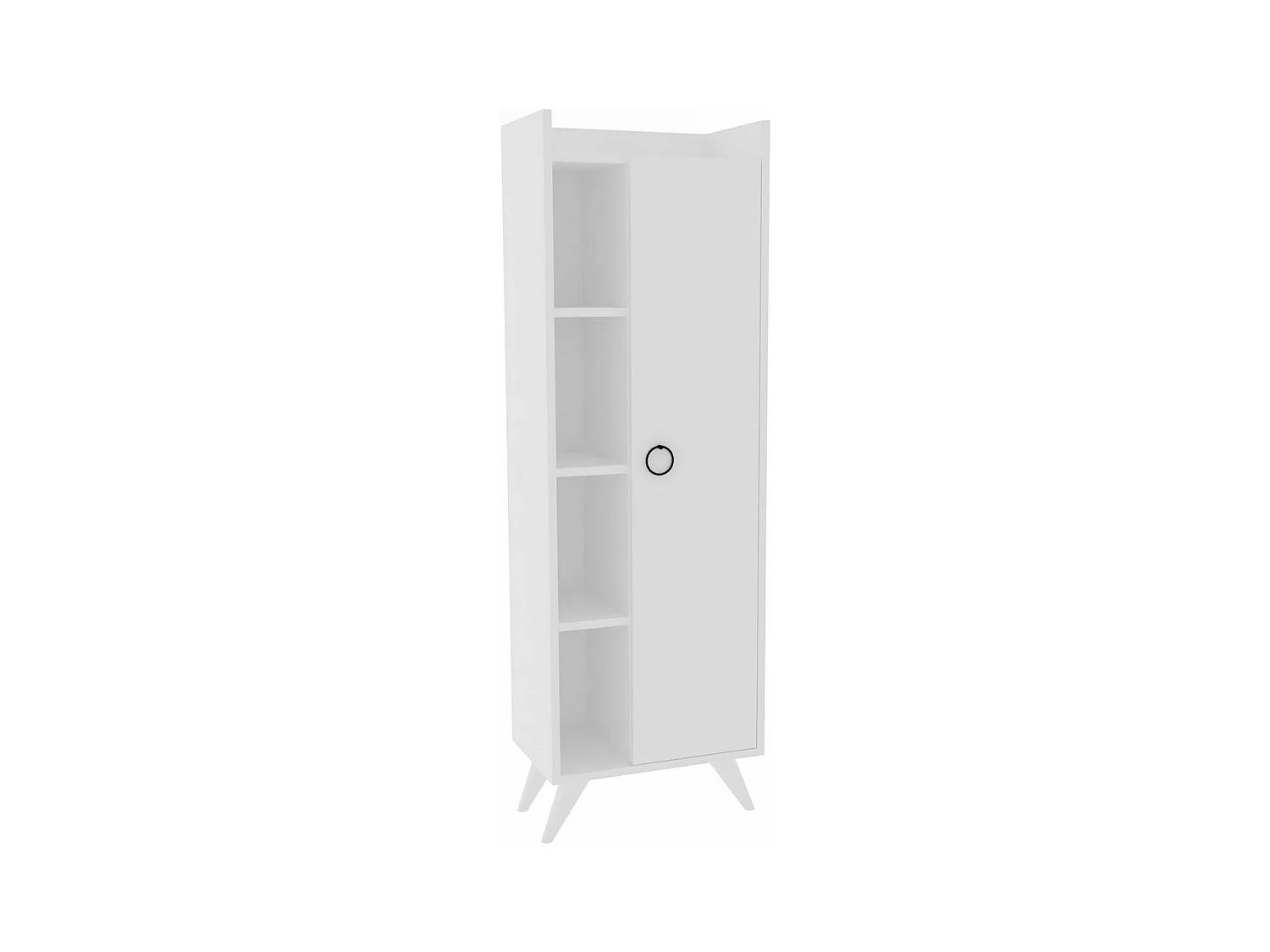 Colonne de salle de bain 1 porte 3 etagères bois blanc Vima 50cm