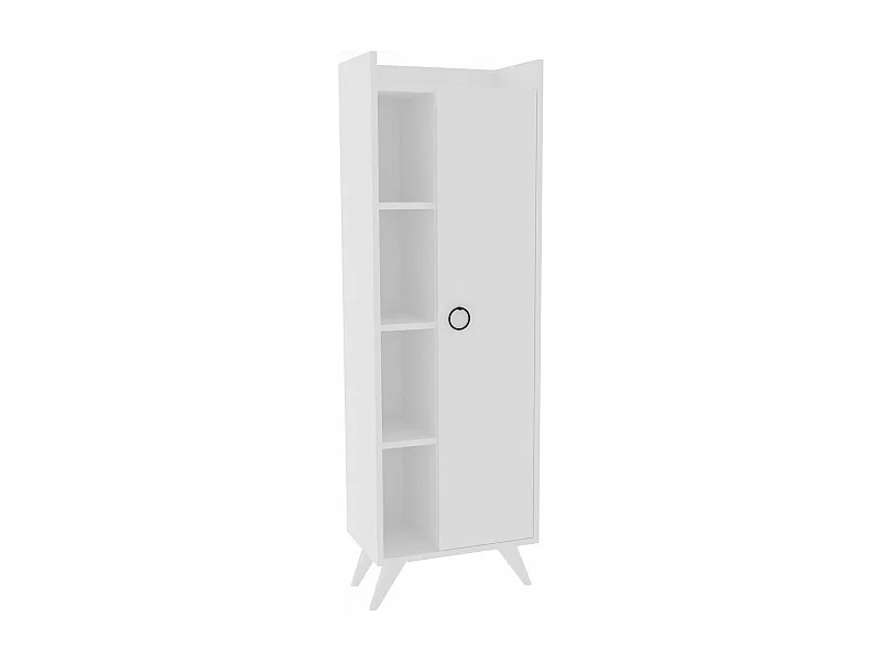 Colonne de salle de bain 1 porte 3 etagères bois blanc Vima 50cm