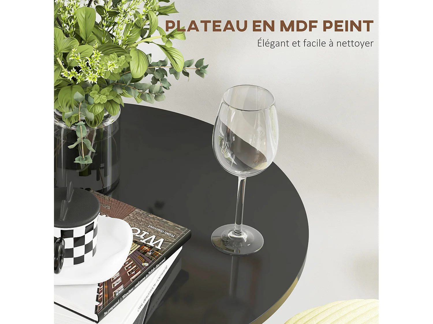 Table de bar ronde style contemporain dim. 60L x 60l x 102H cm noir