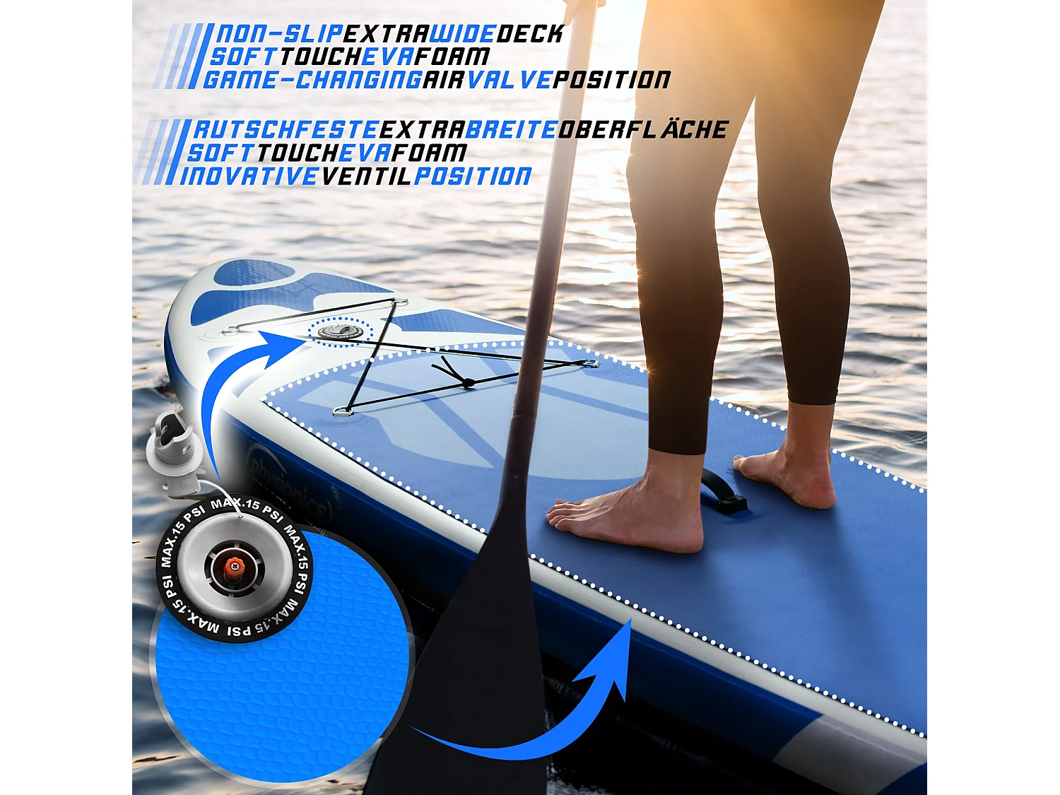 Planche SUP Poséidon 305 cm - bleu - y compris les accessoires