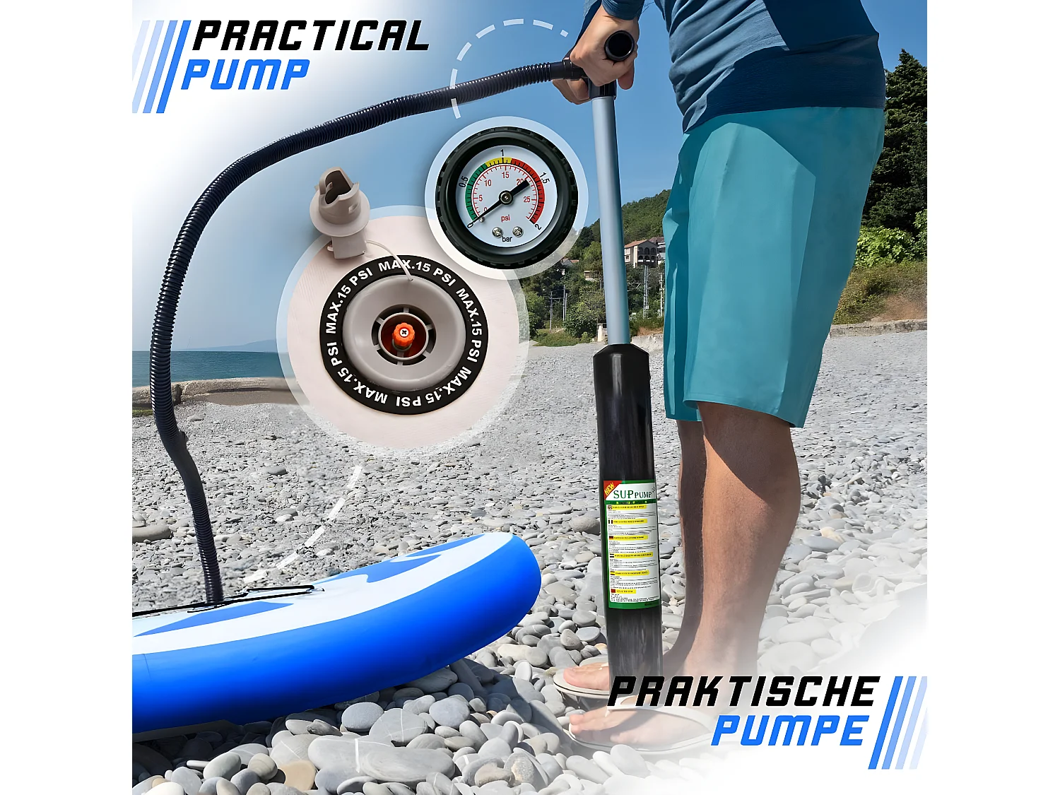 Planche SUP Poséidon 305 cm - bleu - y compris les accessoires