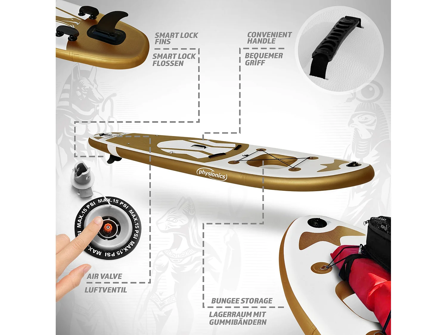 Planche SUP Gold Ra 320 cm - Or - y compris les accessoires