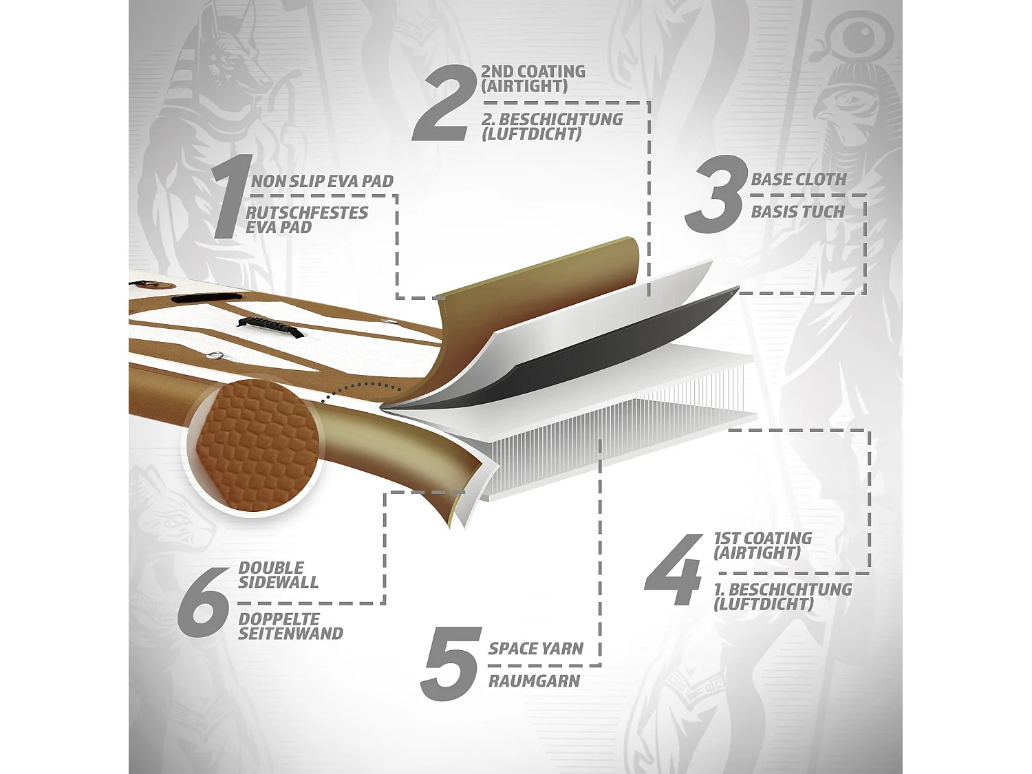 Planche SUP Gold Ra 305 cm - Or - y compris les accessoires