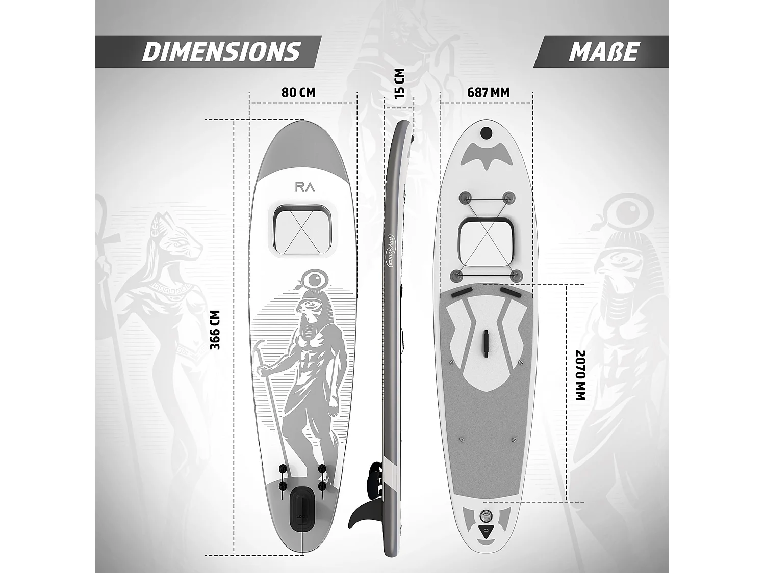 SUP board Anubis 366 cm - Zilver - Incl. accessoires