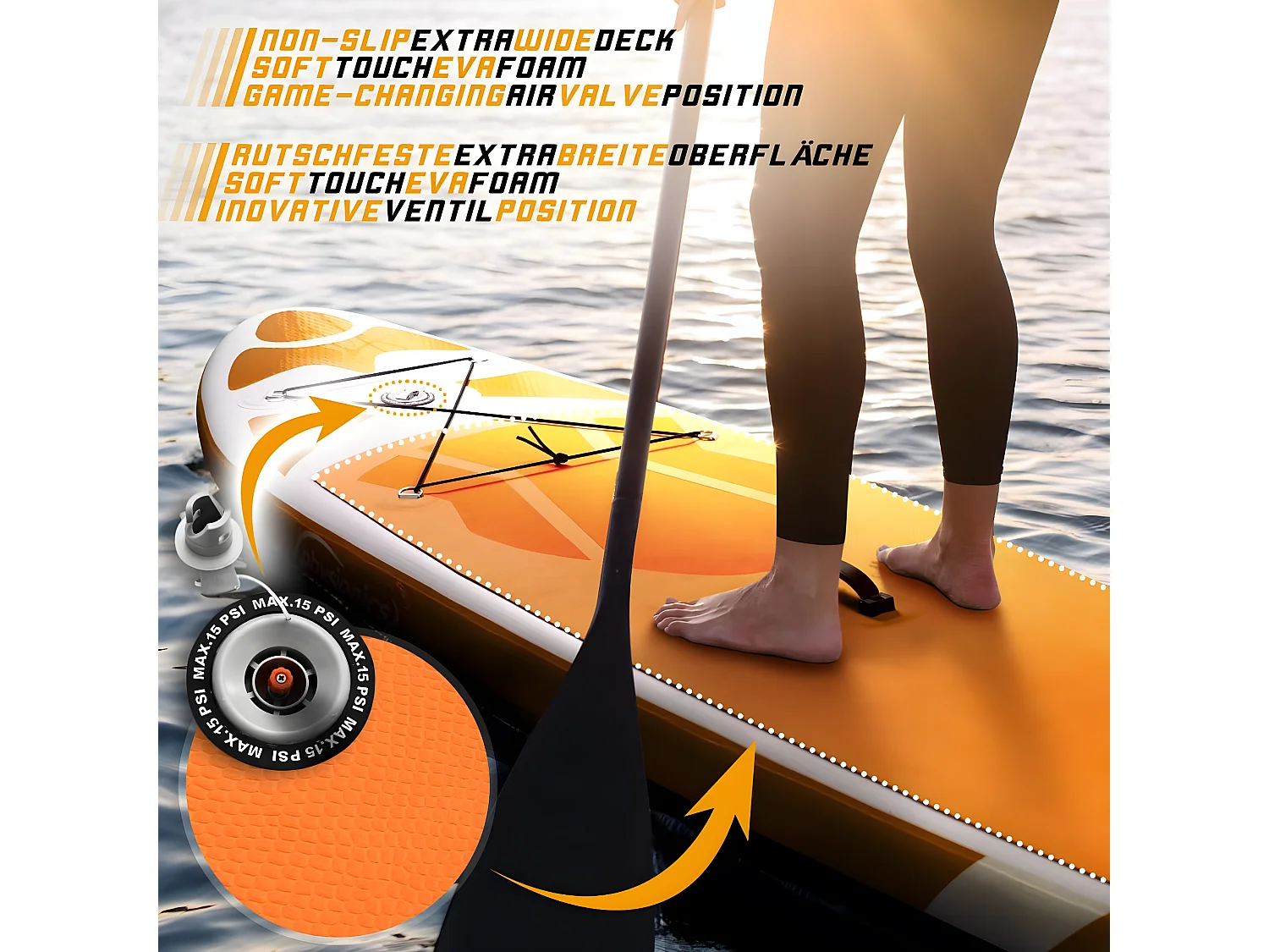 Sup board Kraken 320 cm - Oranje - Incl. accessoires