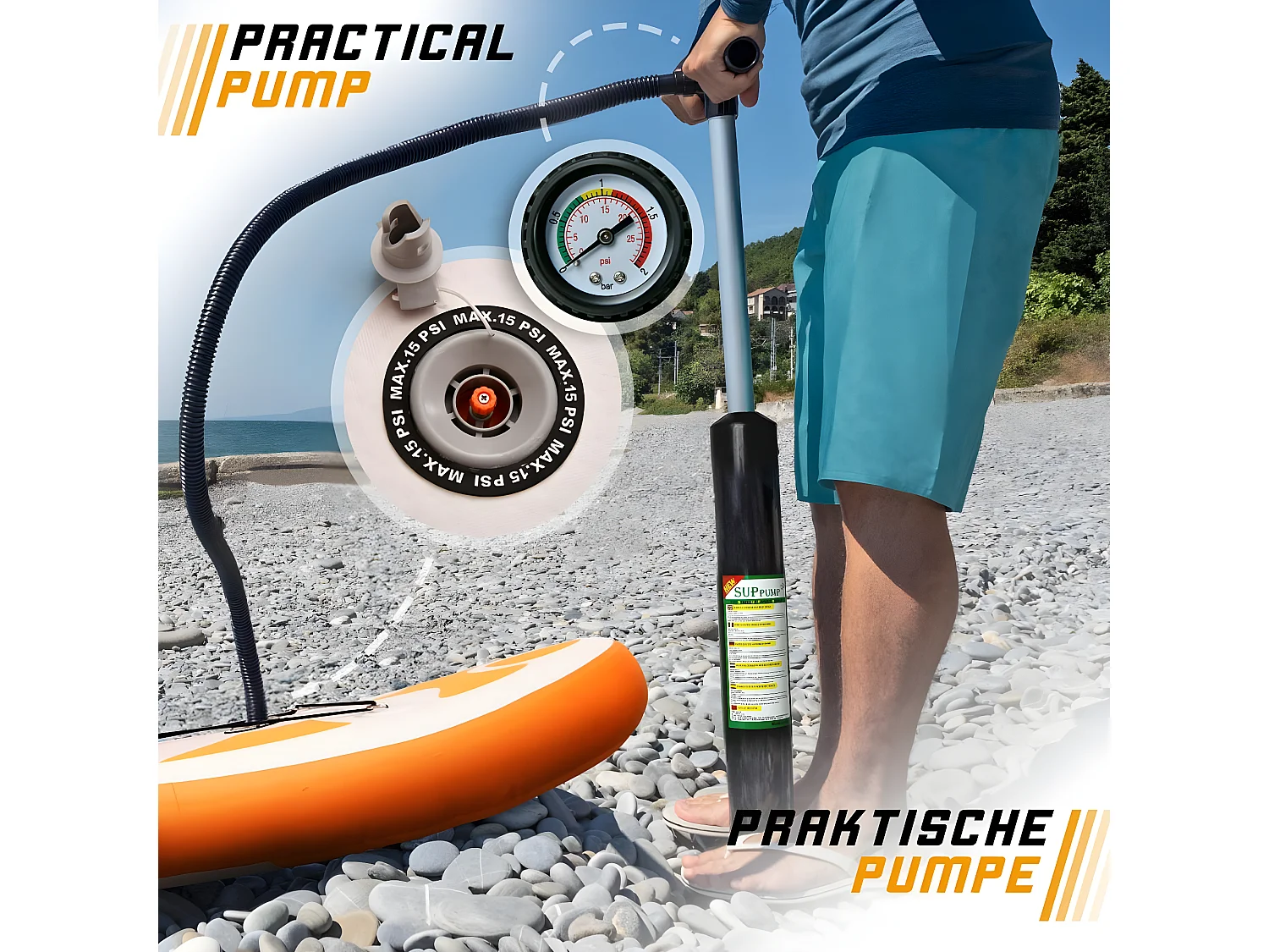 Sup board Kraken 320 cm - Oranje - Incl. accessoires