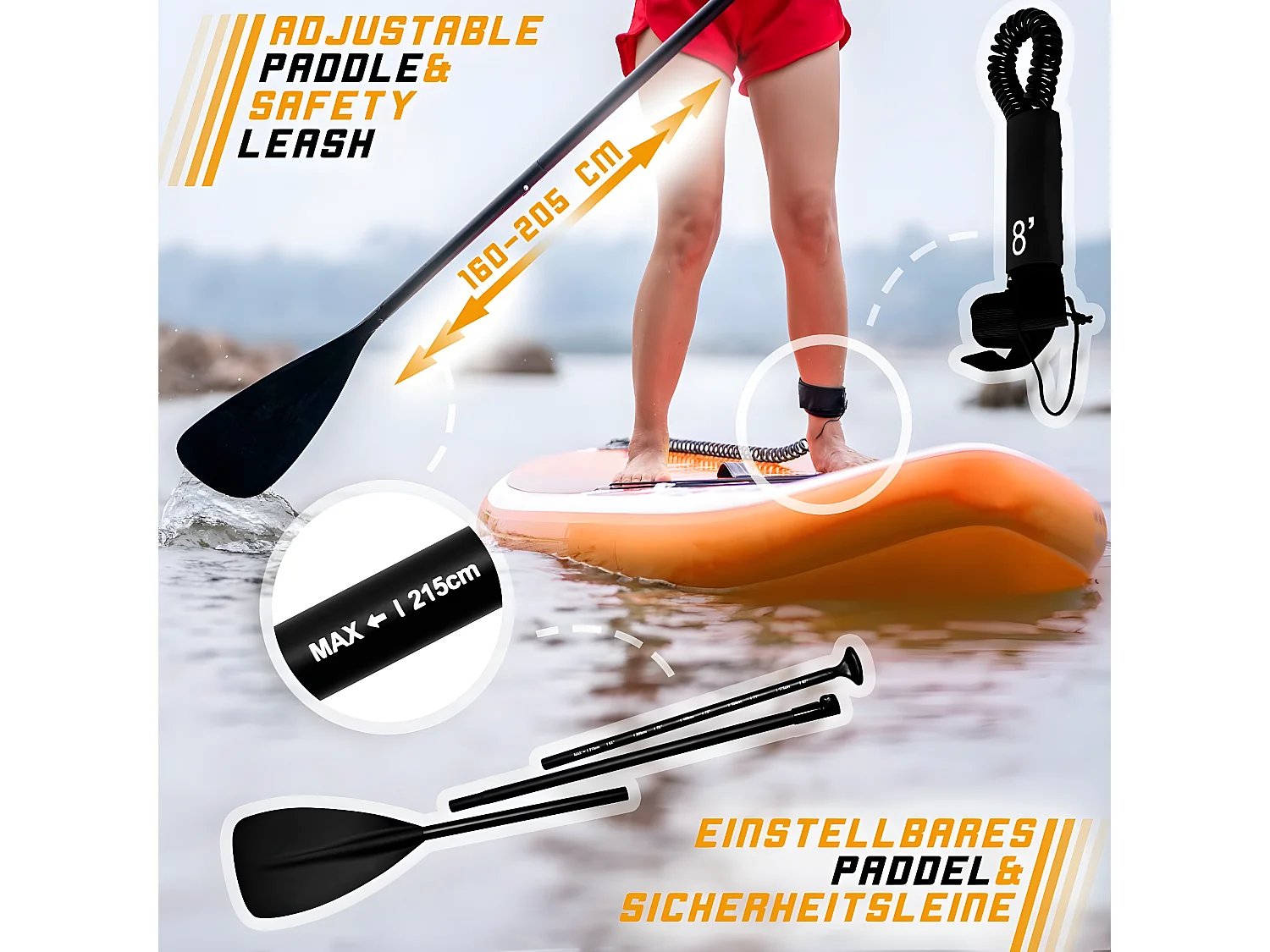 Sup board Kraken 320 cm - Oranje - Incl. accessoires