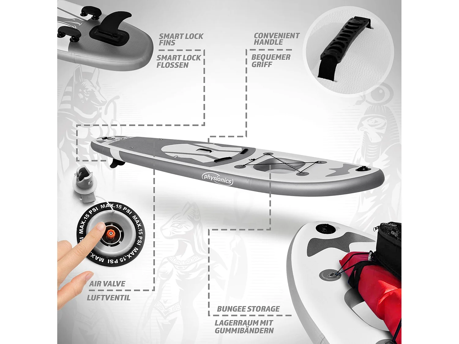 Planche SUP Anubis 305 cm - Argent - y compris les accessoires