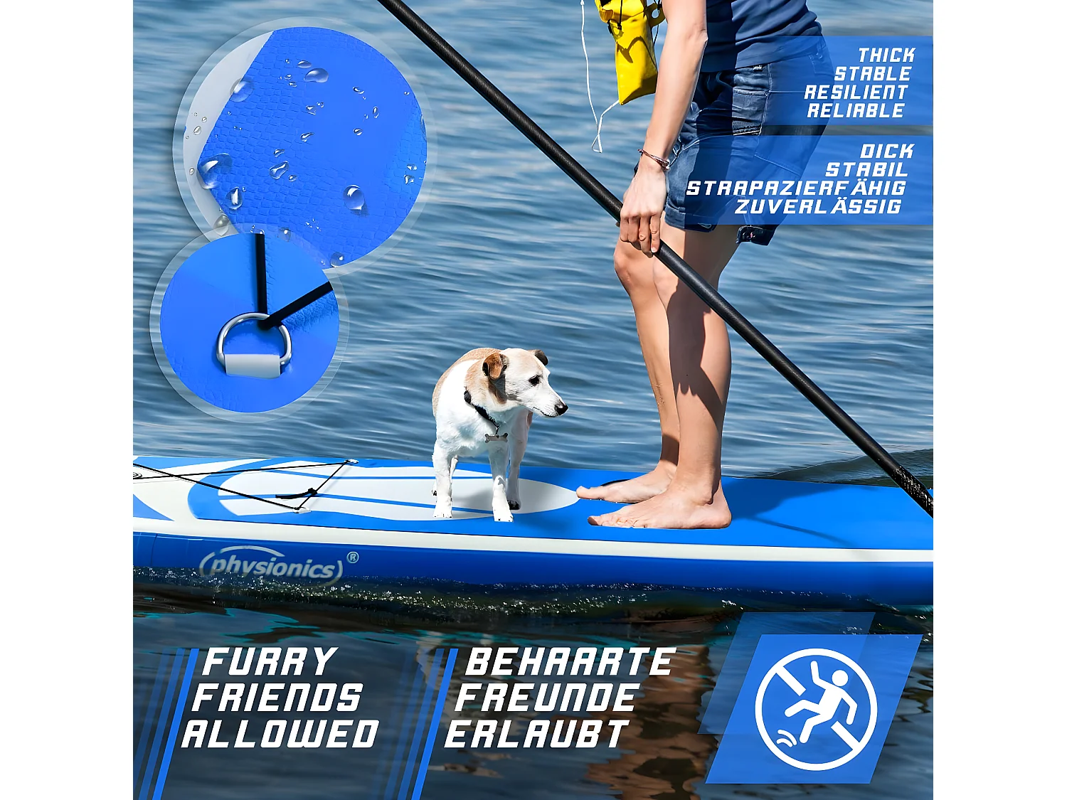 Sup board Poseidon 320 cm - blauw - Incl. accessoires