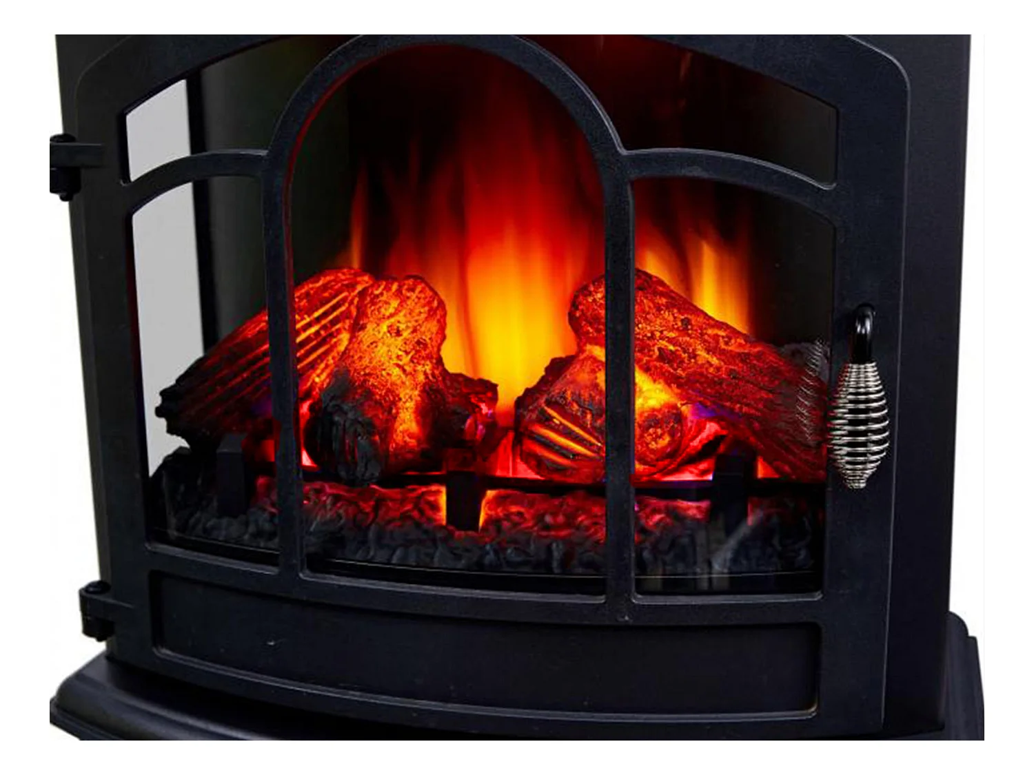 Lareira elétrica tradicional de chão preto com efeito de fogo 3D