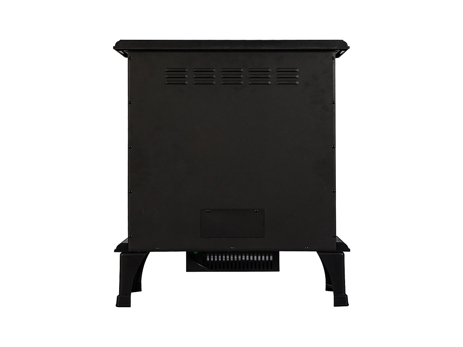 Lareira elétrica tradicional de chão preto com efeito de fogo 3D