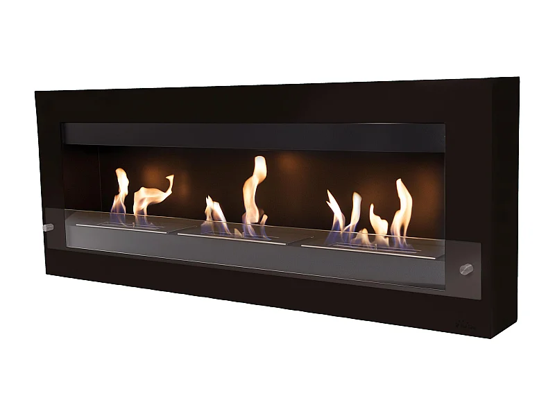 Extragroßer wandmontierter Ethanol-Kamin aus Stahl und gehärtetem Glas