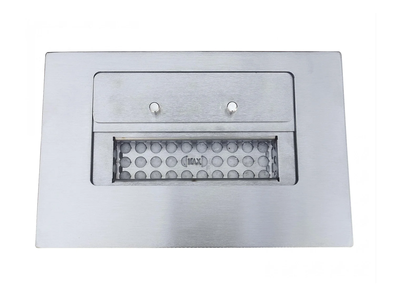 Extra grote wandgemonteerde ethanolhaard in staal en gehard glas