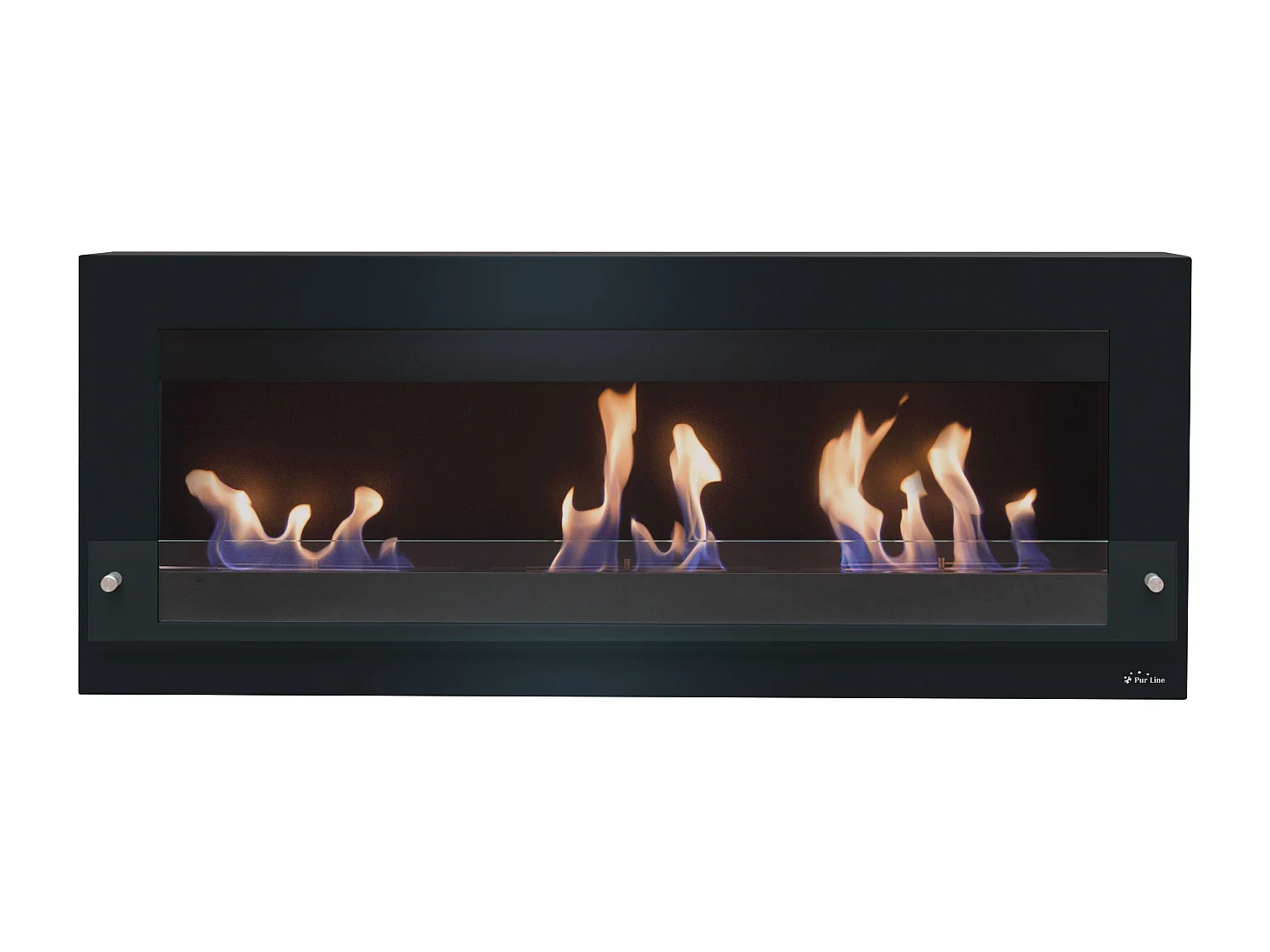 Chimenea de etanol mural extra grande en acero y cristal templado