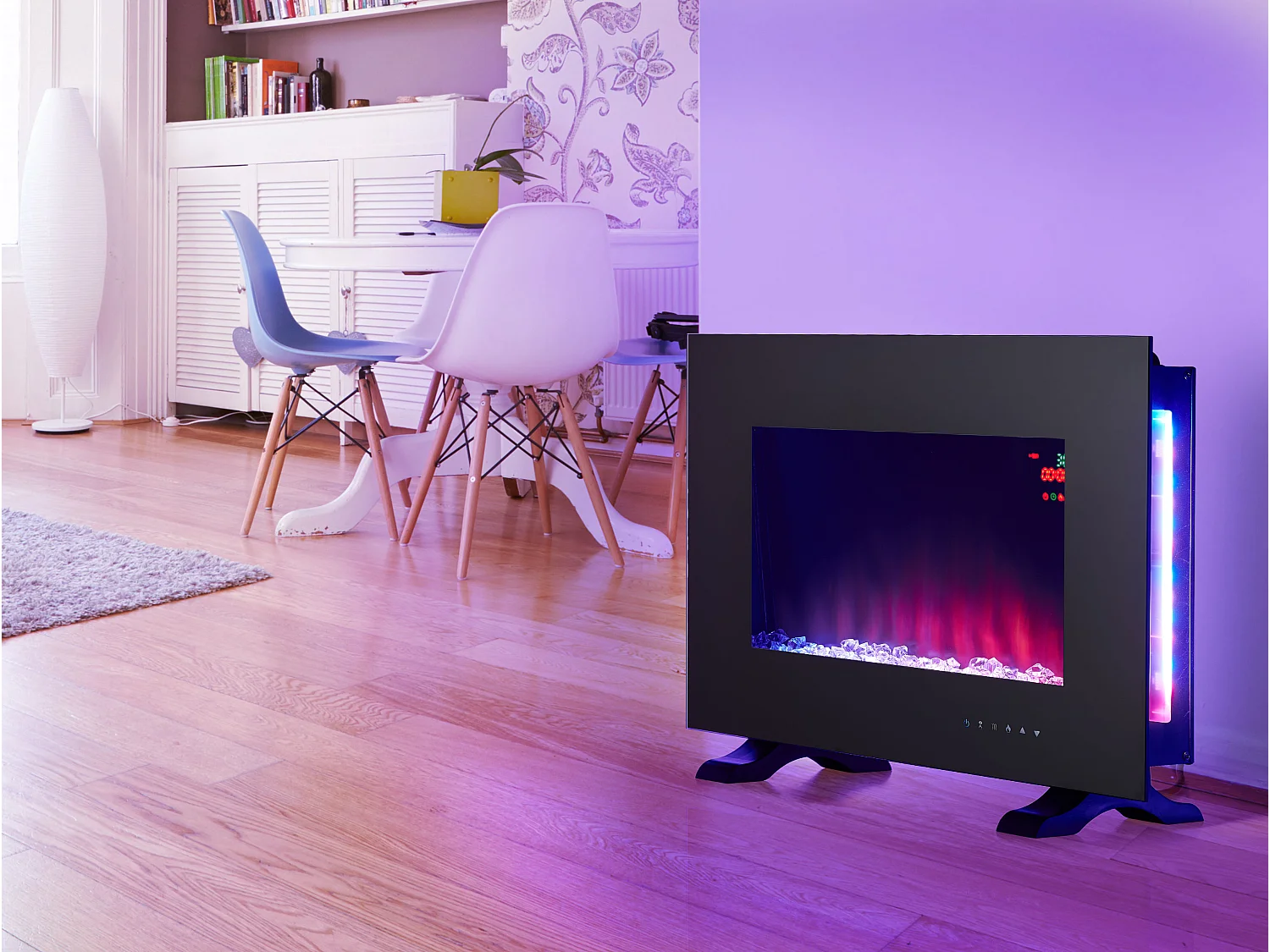 Lareira eléctrica de parede 2kW com luz ambiente