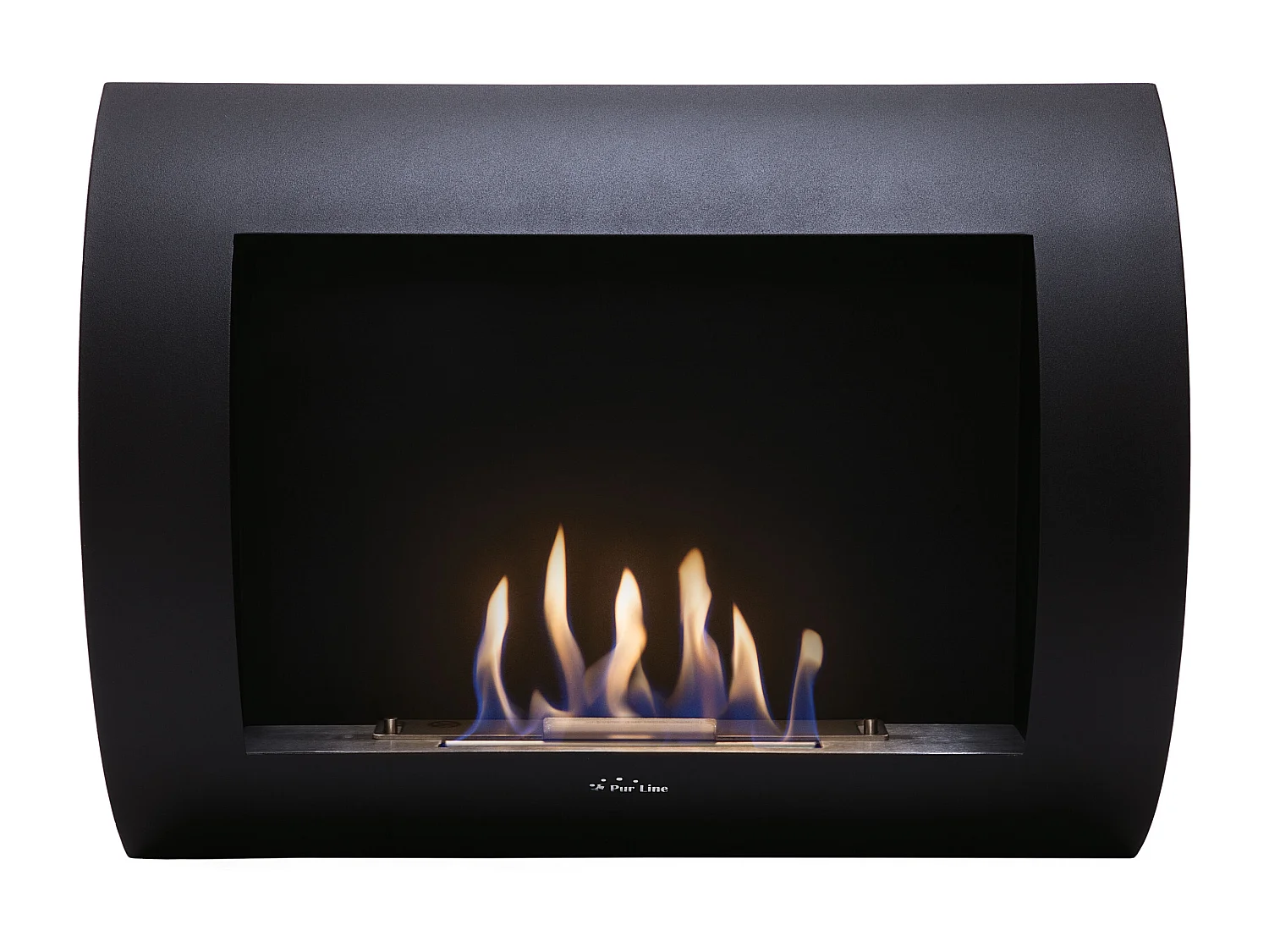 Ethanol haard met gebogen stalen voorpaneel