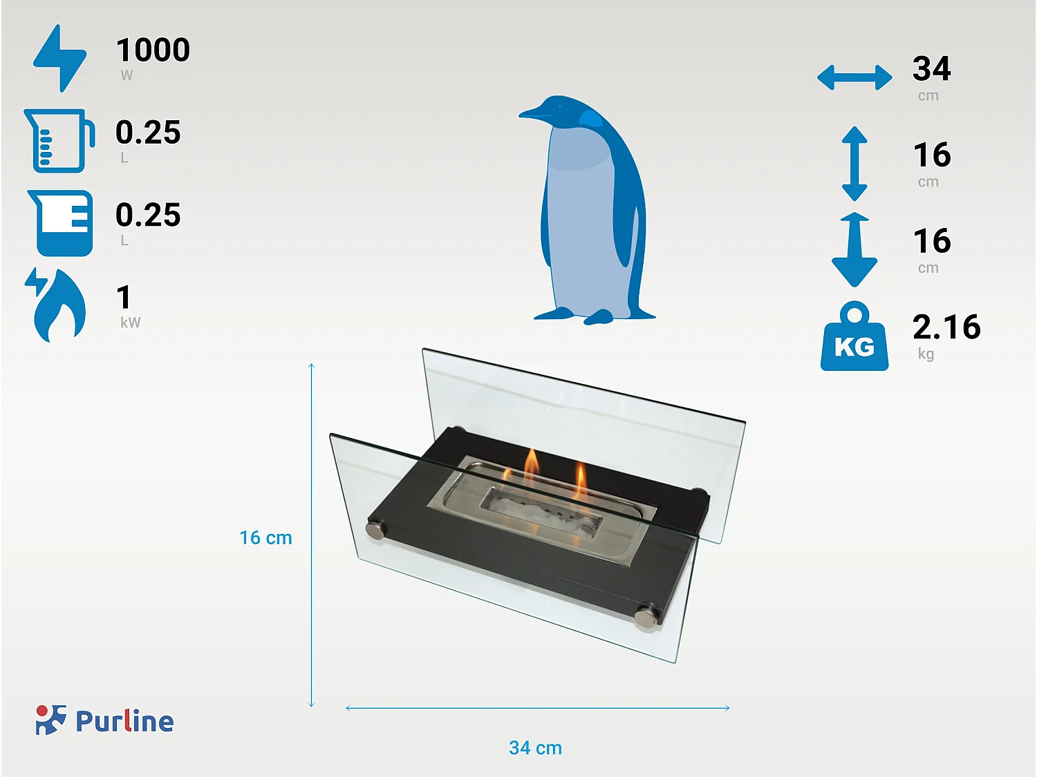 Metalen tafelmodel ethanolhaard