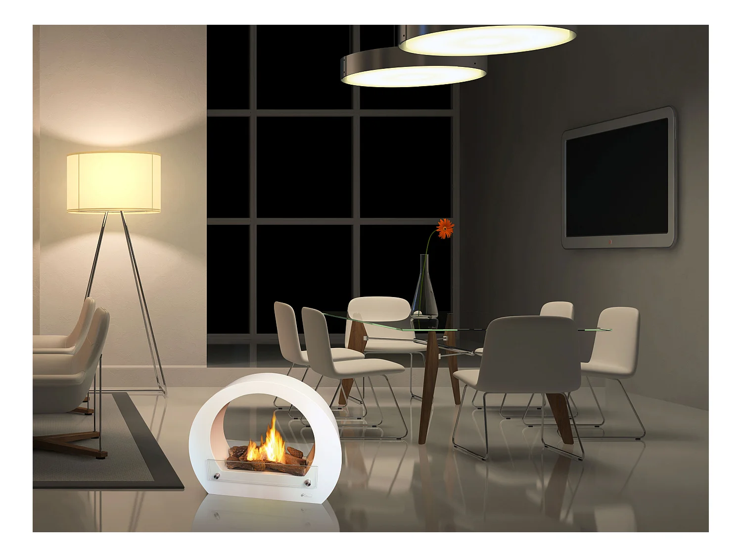 Chimenea de etanol de acero con llama regulable