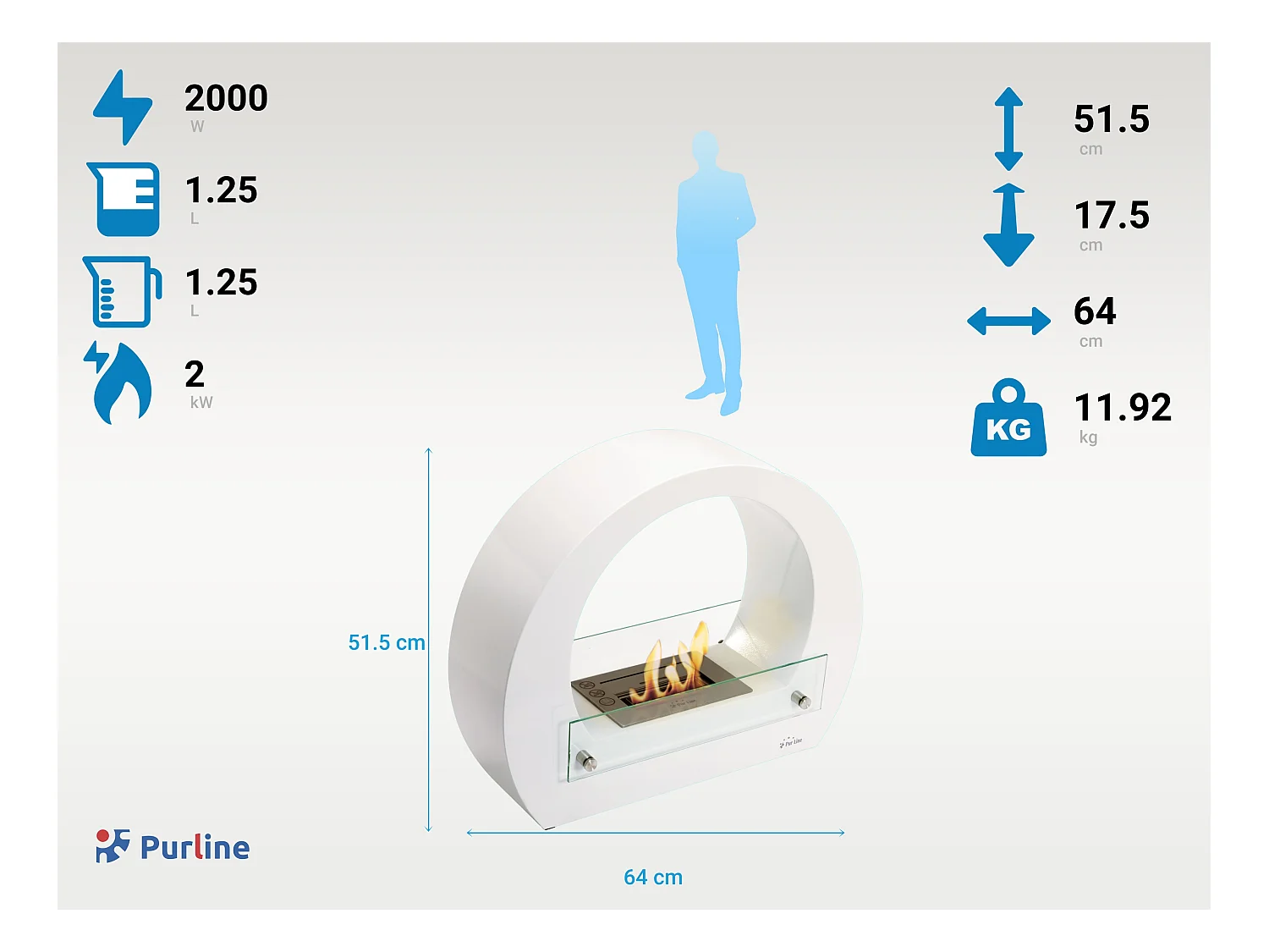 Chimenea de etanol de acero con llama regulable