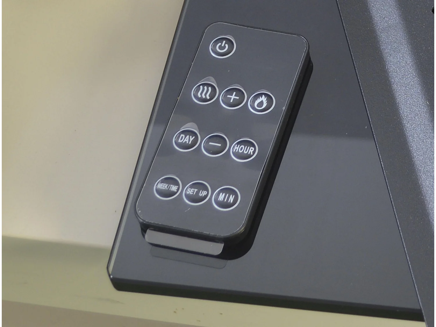 Cheminée électrique 2kW verre trempé noir avec télécommande