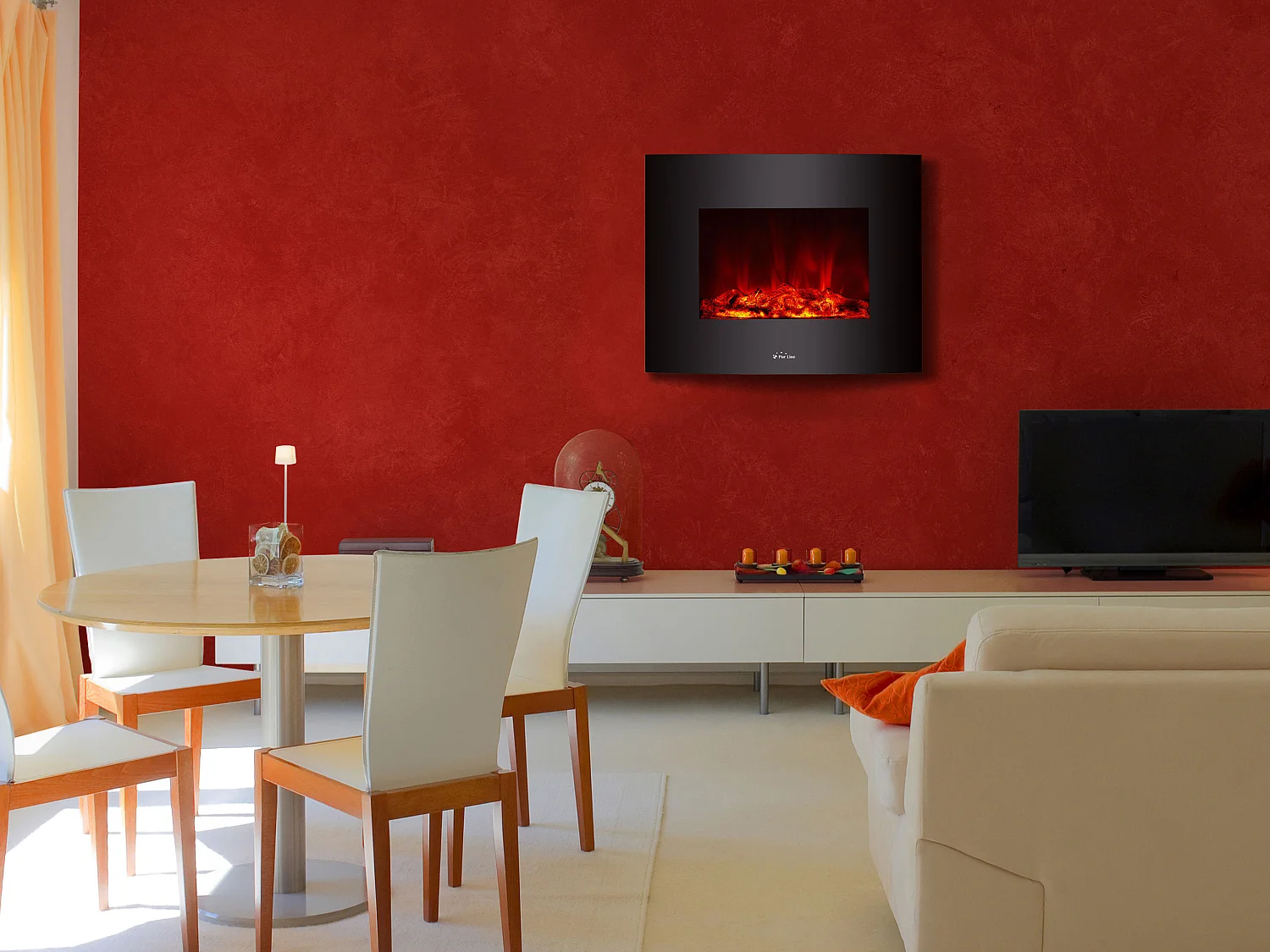 Cheminée électrique 2kW verre trempé noir avec télécommande