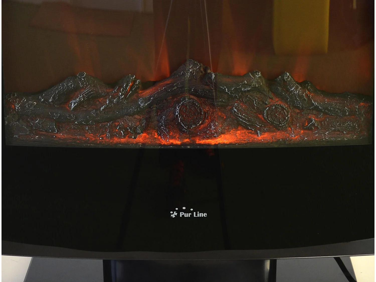 Cheminée électrique 2kW verre trempé noir avec télécommande