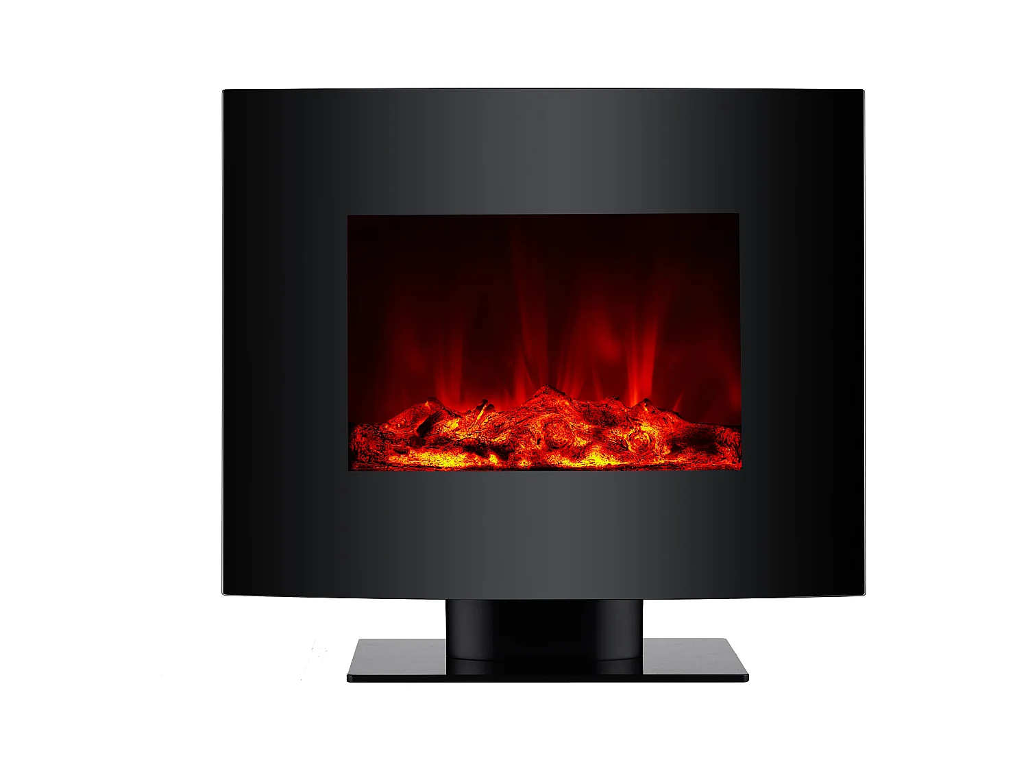 Cheminée électrique 2kW verre trempé noir avec télécommande