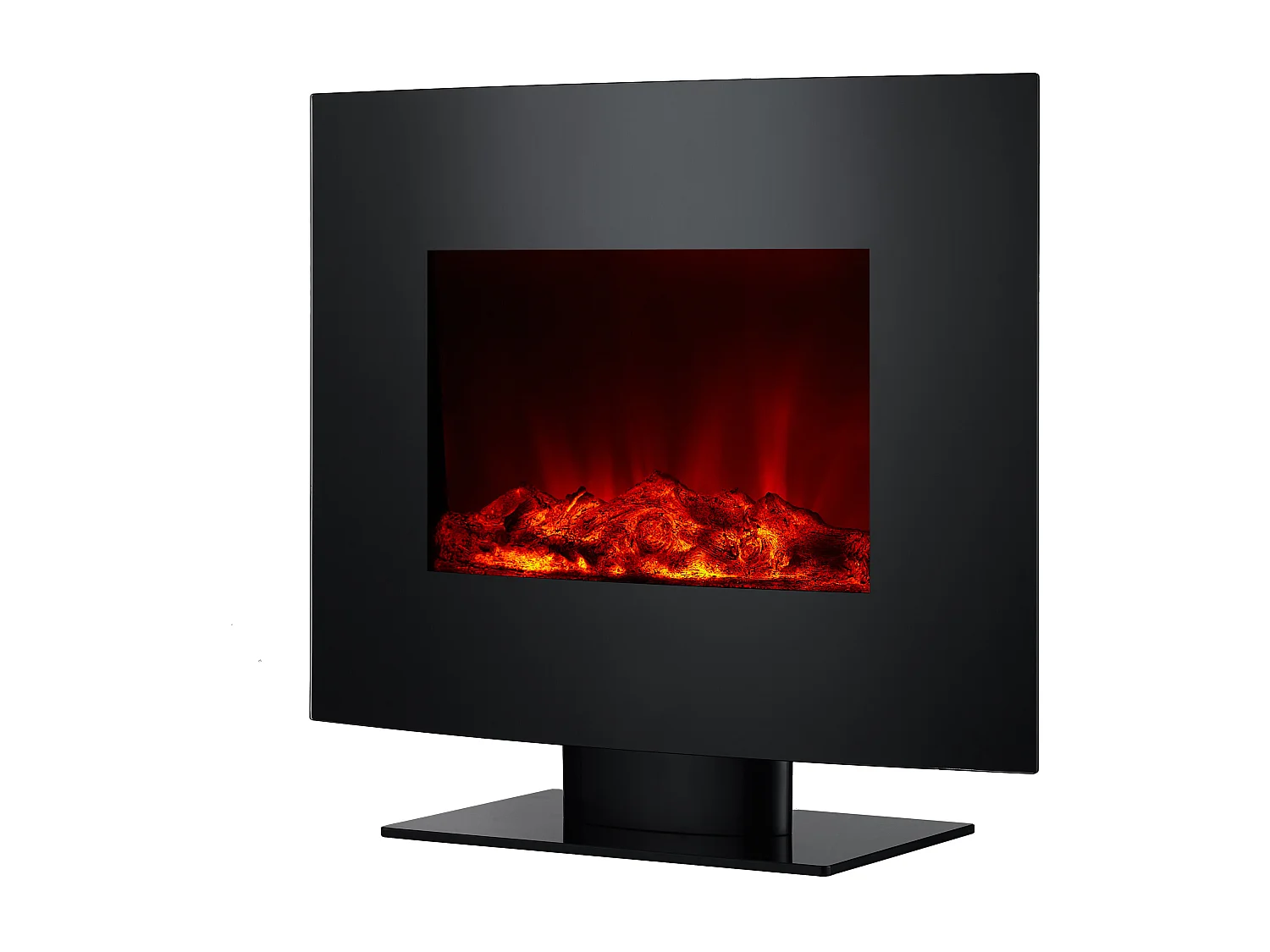 Cheminée électrique 2kW verre trempé noir avec télécommande