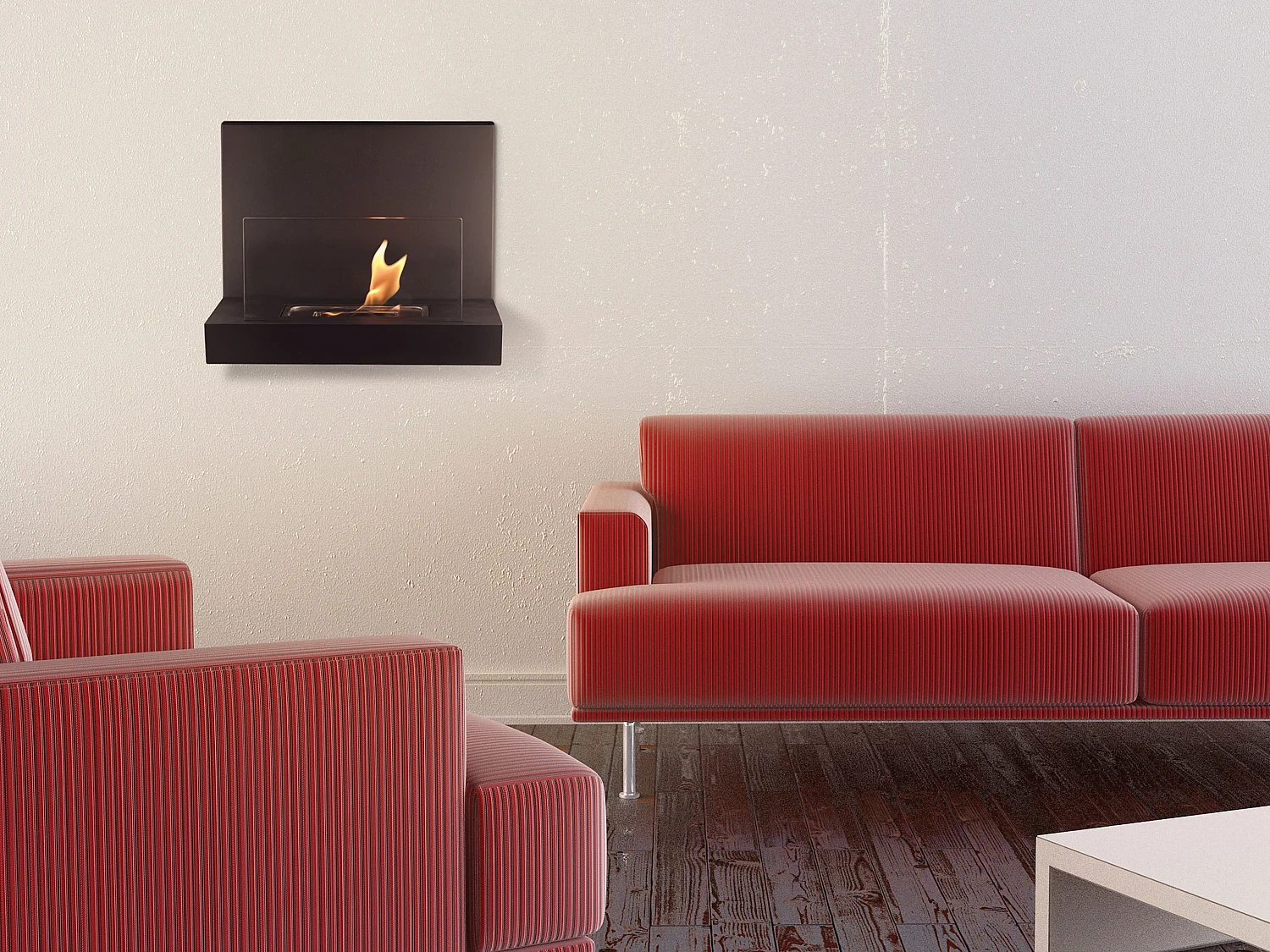 Chimenea de etanol mural con cristal protector