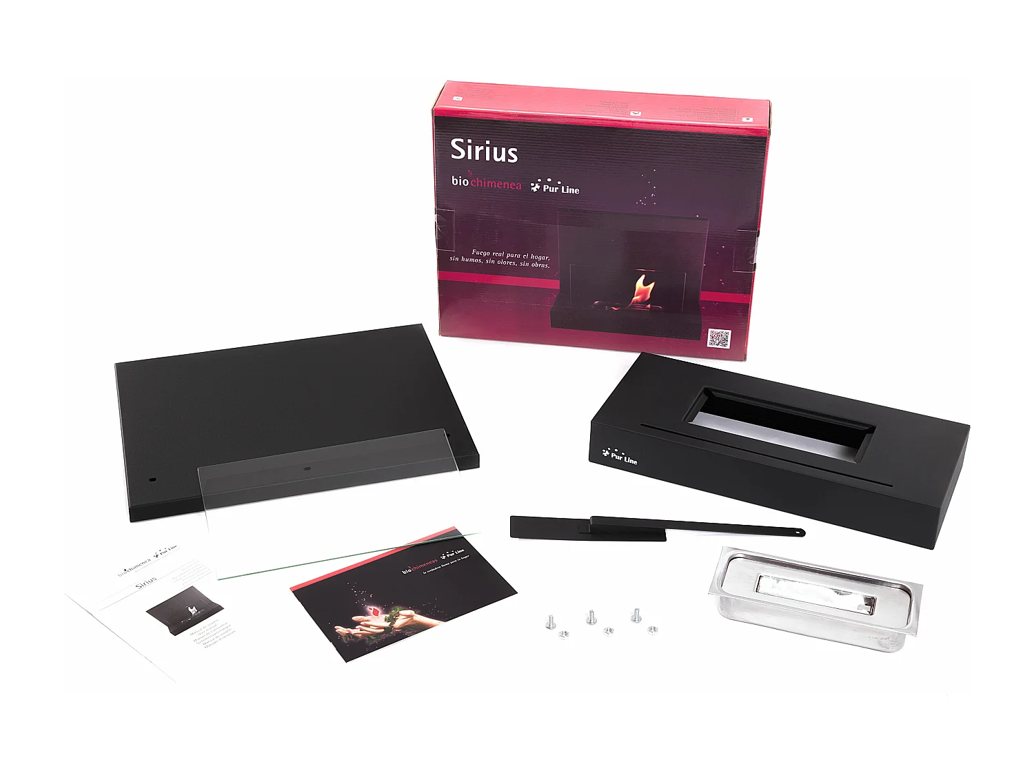 Chimenea de etanol mural con cristal protector