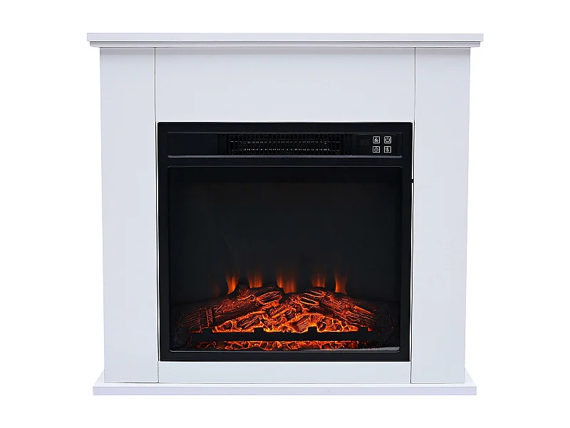 Cheminée électrique au sol de 2kW en acier laqué blanc avec télécommande