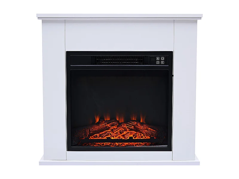 Cheminée électrique au sol de 2kW en acier laqué blanc avec télécommande