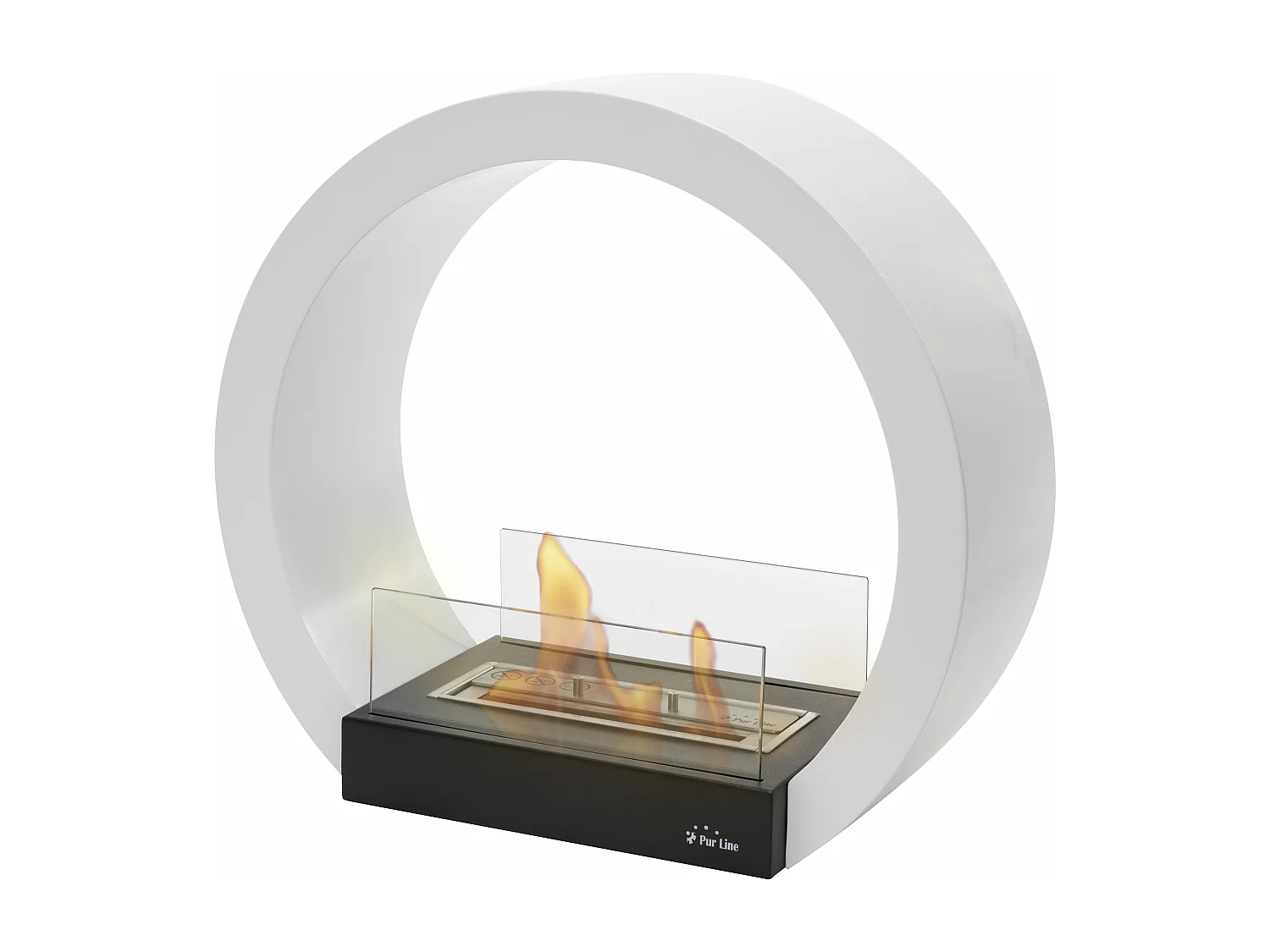 Cheminée à l'éthanol au sol semi-circulaire en acier blanc