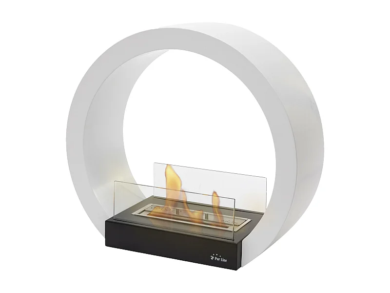 Cheminée à l'éthanol au sol semi-circulaire en acier blanc